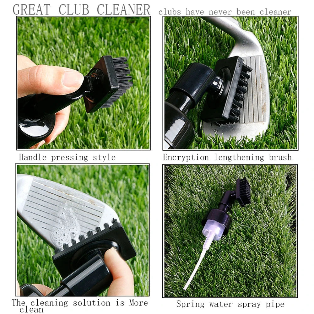 Golf Club Cleaner Brush with anti Leak Reservoir Tube Stiff Nylon Bristles Golf Club Groove Cleaning Brush Cleaning Tools